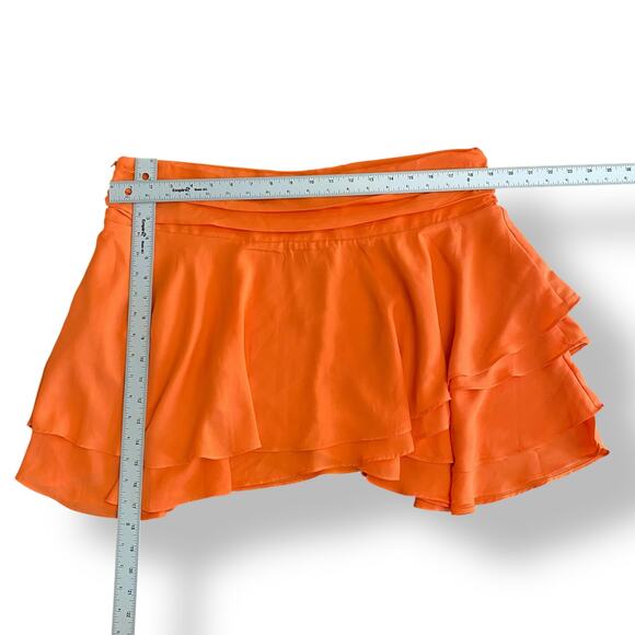 Pretty Little Thing NWT Orange Ruffle Hem Mini Skirt Womens Size 12 - Picture 3 of 7